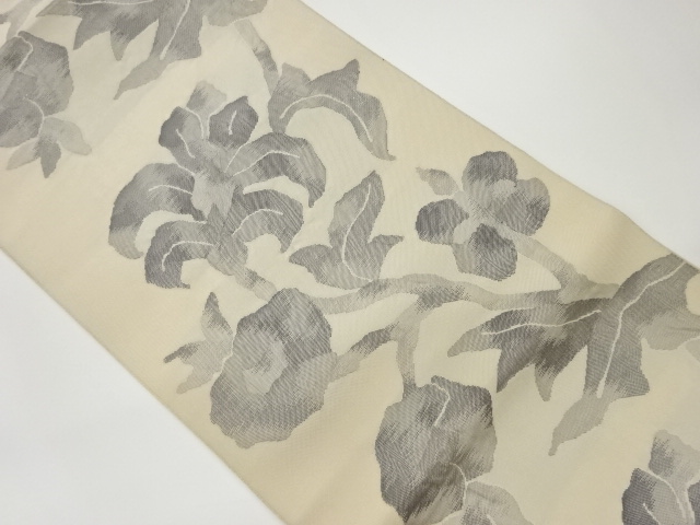 ふくれ織草花模様織出し名古屋帯